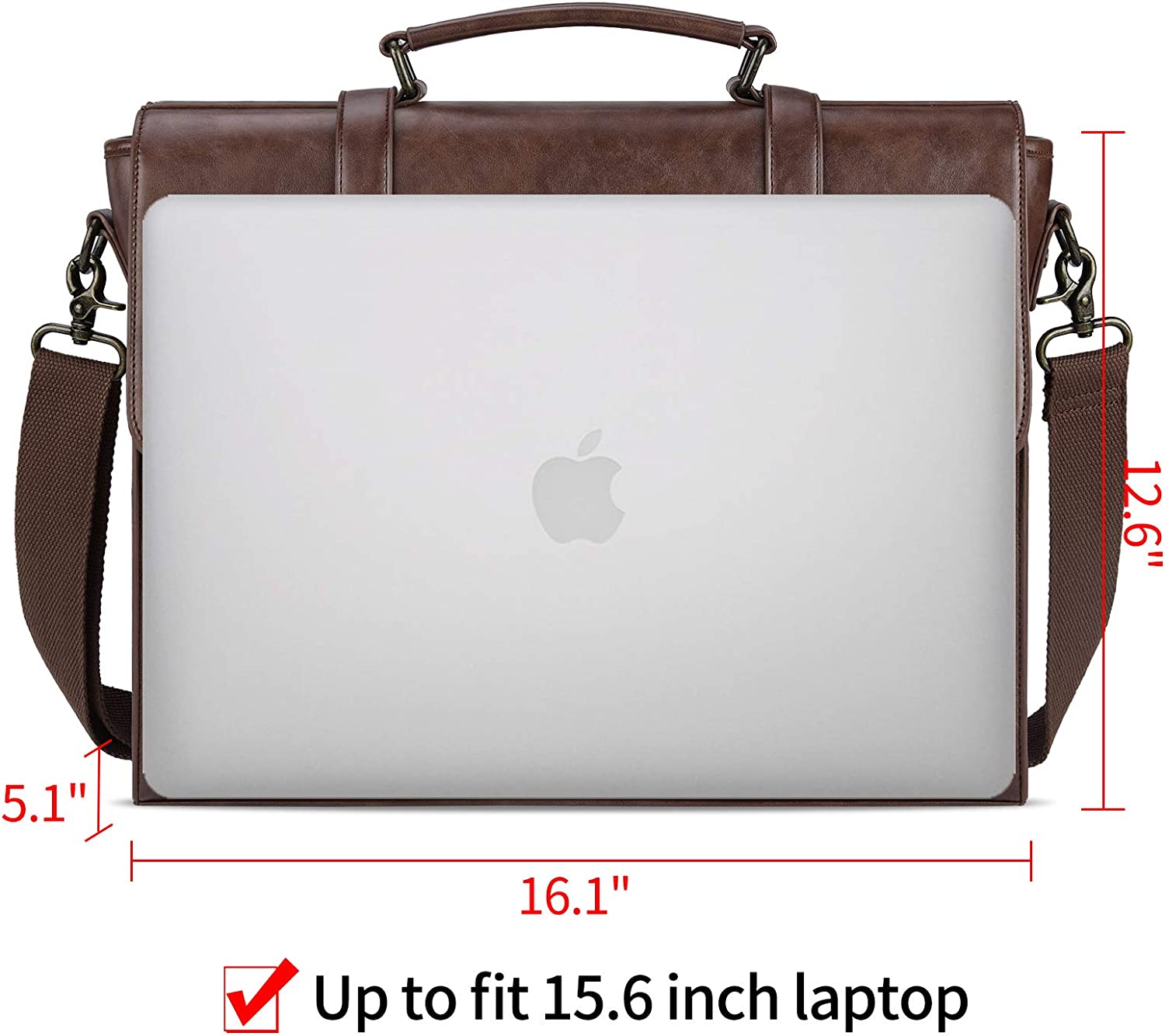 Leather Mens Messenger Bag Vintage 15.6 Inch Waterproof Leather Laptop Briefcase Large Satchel Shoulder Bag Retro Office College Computer Laptop Bag, Brown - Image 6